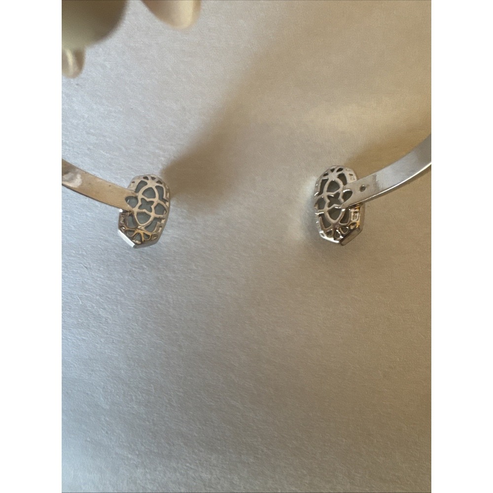 Kendra Scott Silver Sparkle Elton Cuff Silver Gray Drusy - Picture 7 of 8